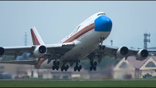 【D2インターセクション】マスクカリッタB747(N744CK) RW36↑＠横田基地 2021/07/11【Face Mask Livery】