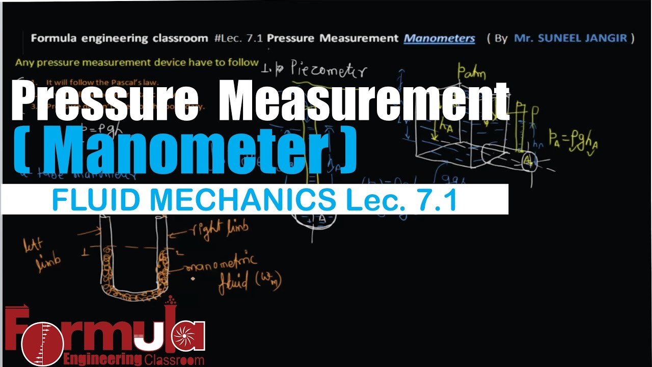 Fluid Mechanics Lec 7.1 / Pressure Measurement (Manometers ) GATE 2018 ...