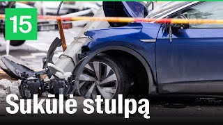 Vilniuje girtas „Volkswagen“ vairuotojas taranavo elektros stulpą