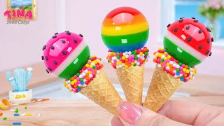 💘Rainbow Watermelon Jelly Ice Cream💘Top Miniature Jelly Cake Recipe Decorating By Tina Mini Cakes