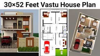 30 x 52 HOUSE PLAN || 30 x 52 HOUSE DESIGN || 30 x 52 GHAR KA NAKSHA || 30 x 52 HOME MAP | 1560 SQFT