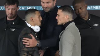 TEOFIMO LOPEZ & GEORGE KAMBOSOS JR HAVE INTENSE FACEE-OFF AFTER NEARLY GETTING INTO FIGHT AT PRESSER