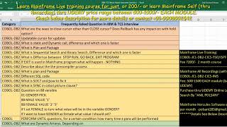 Mainframe IBM TCS Interview Q&A |Next Batch Details See Description| Free Mock Interview| 9908502542