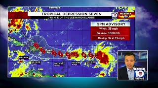 Tropical Depression Seven moving westward with no change in strength