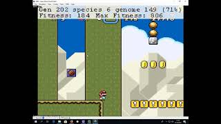 Mario AI - Generation 202, genetic algorithm - Map 3