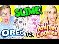 DIY GIANT OREO SLIME VS ANIMAL COOKIE SLIME CHALLENGE! (NO BORAX)