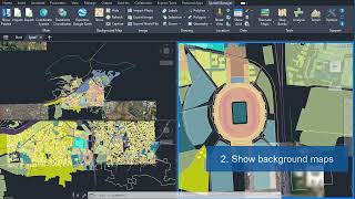 Background maps in multiple DWG views and print
