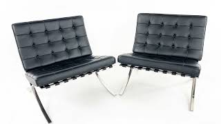 Mies Van Der Rohe for Knoll Mid Century Leather Barcelona Chair - A Pair