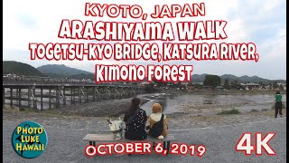 Arashiyama Walk Togetsu-kyo Bridge Katsura River Kimono Forest October 6, 2019 Kyoto Japan