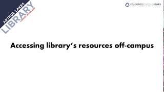 Accessing library's resources off campus