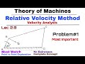 2.8. Relative Velocity Method | Problem#1 | Complete Concept | Velocity Analysis | KOM | TOM