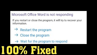 How To Fix Microsoft Office Word Is Not Responding, Starting Or Opening On Windows 10