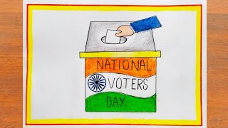 National Voters Day Drawing Easy || National Voters Day Poster Drawing Easy steps | Election Drawing