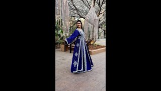 Women's Blue Velvet Gown Crystal work Moroccan Takchita with Embroidery Abaya Kaftan #shorts #reels