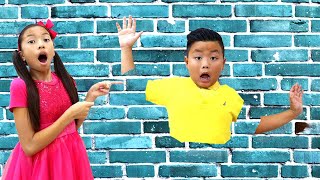 Wendy and Alex Pretend Play Jump through Wall Funny Magic for Kids