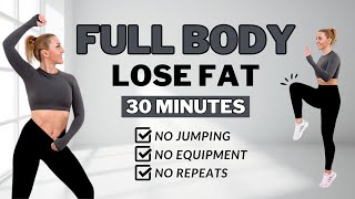 🔥30 Min Full Body Fat Burn HIIT (NO JUMPING)🔥Ab, Core, Arm, Back, Leg, Thigh & Cardio🔥ALL STANDING🔥