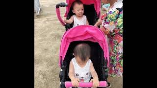 推车溜溜喽！！！ #cute #三姐弟要勇敢 #baby