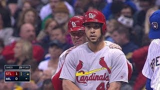 STL@MIL: Cruz singles in his first at-bat of 2014