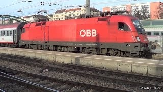 Trenuri in Wien Westbahnof: OBB Railjet,  Siemens Taurus, Westbahn