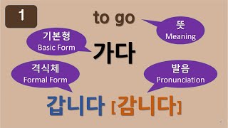 #51 한국어 동사(격식체) - 70 Essential Korean Verbs with Formal Style / 필수 한국어 동사 70개와 발음(KOR/ENG SUB)