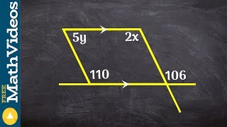 Applying same side interior and alternate interior theorems to solve for x and y