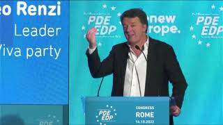 Matteo Renzi interviene al congresso del Partito Democratico Europeo - Roma, 14 ottobre 2022