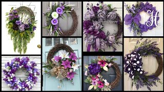 Gorgeous 30+Purple Wreaths Decor Ideas For Easter, Spring Door Decoration |Rustic Grapevine  Wreaths