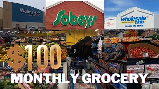 What $100 can get you (Grocery)in Canada | Walmart, Sobeys \u0026 wholesale club shopping|Monthly Budget