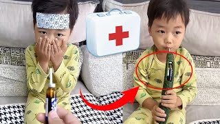 儿子生病不喝药，妈妈想出这个办法，还得是她会带娃！#Cute baby#Cute#呆萌小米宝#聪明宝宝#萌娃