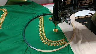 Home use Blouse design | Embroidery For Beginners | Machine Embroidery Design 👆(Ra Designs)