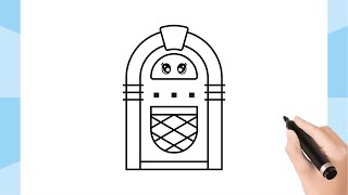 HOW TO DRAW A CUTE JUKEBOX, EASY STEP BY STEP