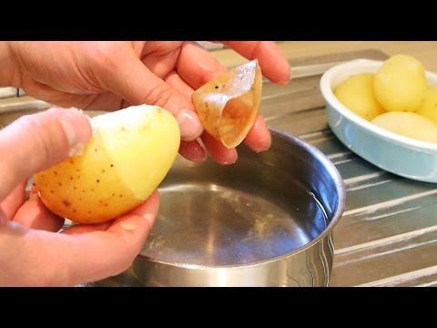 A simple trick to peel a potato without a paring knife