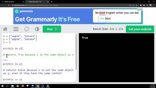 W3schools Python - Identity Operators