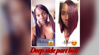 *D.I.Y. Long deep side bob Quick weave!