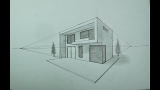 Architecture - How To Draw a Modern House in 2 Point Perspective #33