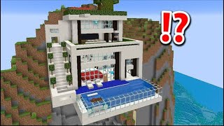 Dig a Hole in a Mountain and Turns it into a Modern House - Minecraft