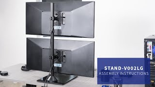 STAND-V002LG Dual Vertical Monitor Desk Stand with Glass Base Assembly by VIVO