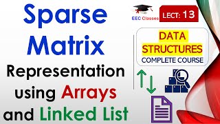 L13: Sparse Matrix | Representation using Arrays and Linked List | Data Structures Lectures Hindi