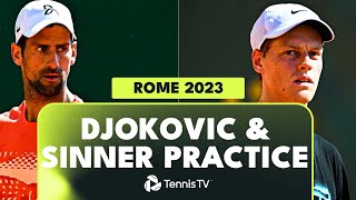 Novak Djokovic & Jannik Sinner Practice Highlights | Rome 2023