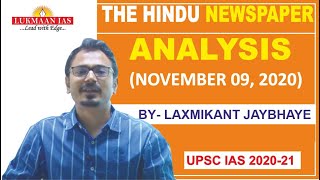 The Hindu Newspaper Analysis | November 09, 2020 | By Laxmikant Jaybhaye | UPSC  | Current Affairs
