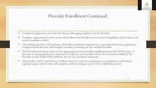Medicaid Provider Enrollment Training, September 18, 2020