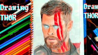 Drawing Chris Hemsworth as Thor⚡🔨 TUTORIAL!| THOR RAGNAROK| THOR LOVE AND THUNDER | avengers drawing