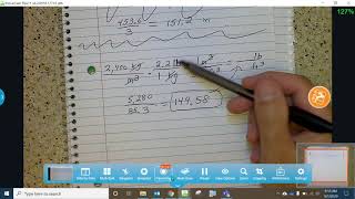 Word problem involving conversion between compound units using dimensional analysis