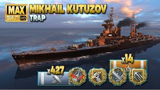 Cruiser Mikhail Kutuzov in tier 10 battle  - World of Warships