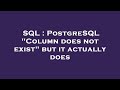 SQL : PostgreSQL 