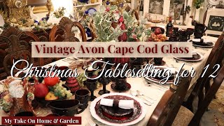 Ruby Red Cape Cod Glass Christmas Tablesetting for 12 With Additional New Pieces