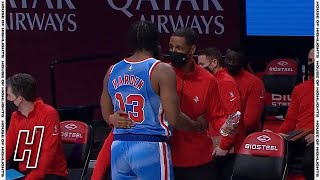 James Harden Showing Love to Stephen Silas & Rockets Bench Before the Game | March 31, 2021