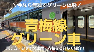 【4分でサクッと紹介】青梅線グリーン車に初乗車！！車内の様子は？おすすめ座席は？どうやって調べるの？