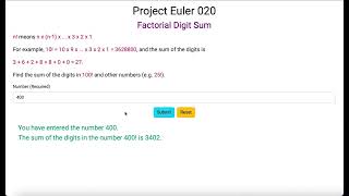 Project Euler 020 - Factorial Digit Sum