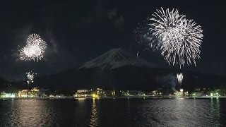 2016/1/24 河口湖・冬花火 ダイジェスト 富士山とのコラボテスト（合成）